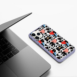 Чехол iPhone 11 Pro матовый Funny Pandas, цвет: 3D-светло-сиреневый — фото 2