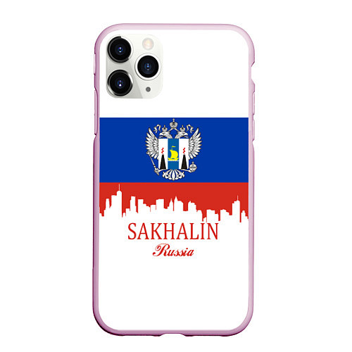 Чехол iPhone 11 Pro матовый Sakhalin: Russia / 3D-Розовый – фото 1