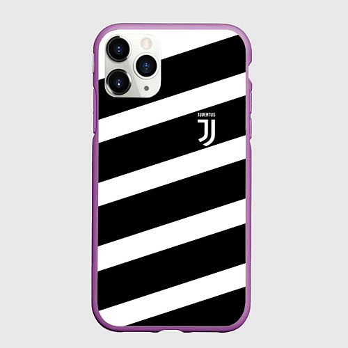 Чехол iPhone 11 Pro матовый Juve: B&W Lines / 3D-Фиолетовый – фото 1