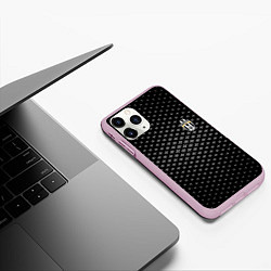 Чехол iPhone 11 Pro матовый Juventus: Sport Grid, цвет: 3D-розовый — фото 2