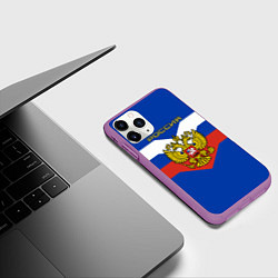 Чехол iPhone 11 Pro матовый Россия: Триколор, цвет: 3D-фиолетовый — фото 2