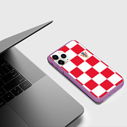 Чехол iPhone 11 Pro матовый Сборная Хорватии: Домашняя ЧМ-2018, цвет: 3D-фиолетовый — фото 2
