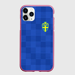 Чехол iPhone 11 Pro матовый Сборная Швеции: Гостевая ЧМ-2018, цвет: 3D-малиновый