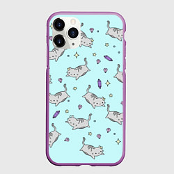 Чехол iPhone 11 Pro матовый Кавайные котики, цвет: 3D-фиолетовый