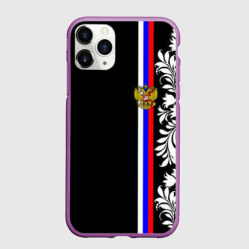 Чехол iPhone 11 Pro матовый Россия: цветочная коллекция / 3D-Фиолетовый – фото 1