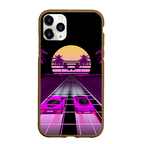 Чехол iPhone 11 Pro матовый Digital Race / 3D-Коричневый – фото 1