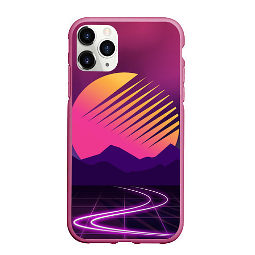 Чехол iPhone 11 Pro матовый Digital Sun / 3D-Малиновый – фото 1