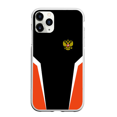 Чехол iPhone 11 Pro матовый Russia: Orange Sport / 3D-Белый – фото 1