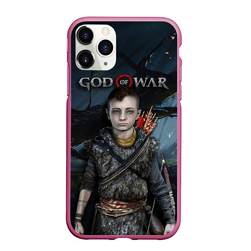 Чехол iPhone 11 Pro матовый God of War: Atreus / 3D-Малиновый – фото 1