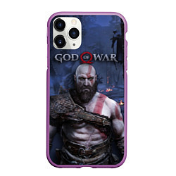 Чехол iPhone 11 Pro матовый God of War: Kratos, цвет: 3D-фиолетовый