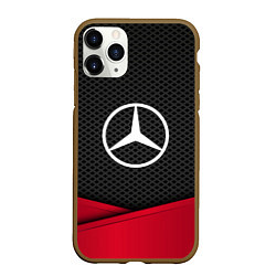 Чехол iPhone 11 Pro матовый Mercedes Benz: Grey Carbon, цвет: 3D-коричневый