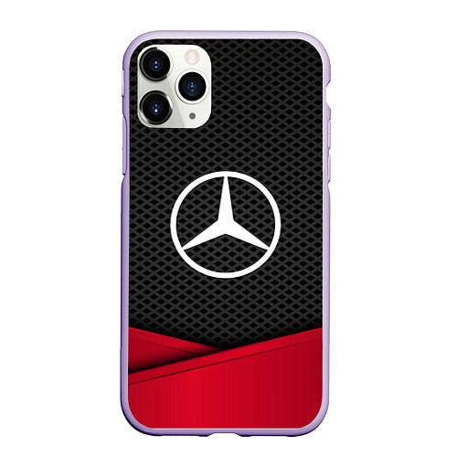 Чехол iPhone 11 Pro матовый Mercedes Benz: Grey Carbon / 3D-Светло-сиреневый – фото 1