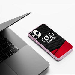 Чехол iPhone 11 Pro матовый Audi: Grey Carbon, цвет: 3D-розовый — фото 2