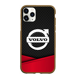 Чехол iPhone 11 Pro матовый Volvo: Grey Carbon, цвет: 3D-коричневый