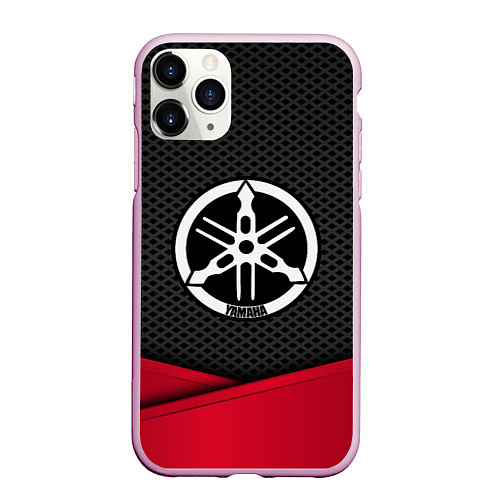 Чехол iPhone 11 Pro матовый Yamaha: Grey Carbon / 3D-Розовый – фото 1