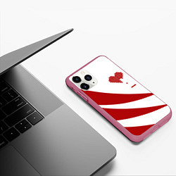 Чехол iPhone 11 Pro матовый Игра в сердца, цвет: 3D-малиновый — фото 2