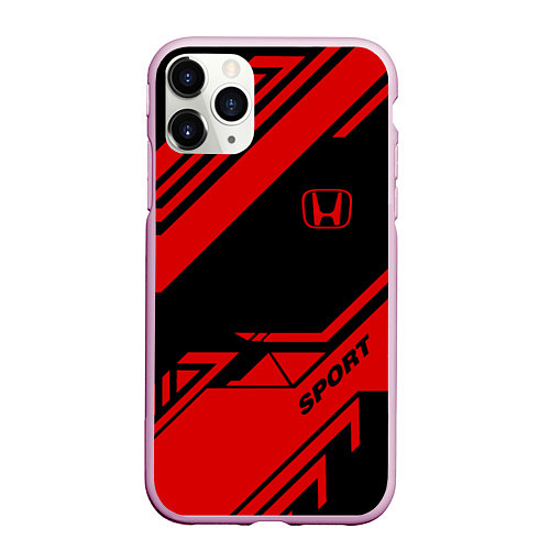 Чехол iPhone 11 Pro матовый Honda: Techno Sport / 3D-Розовый – фото 1