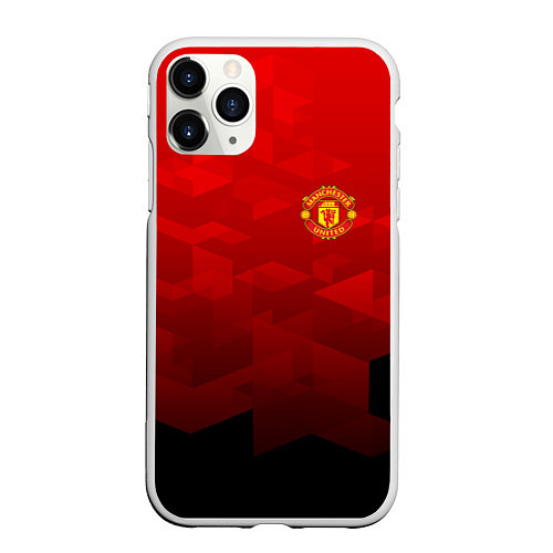 Чехол iPhone 11 Pro матовый FC Man UTD: Red Poly / 3D-Белый – фото 1