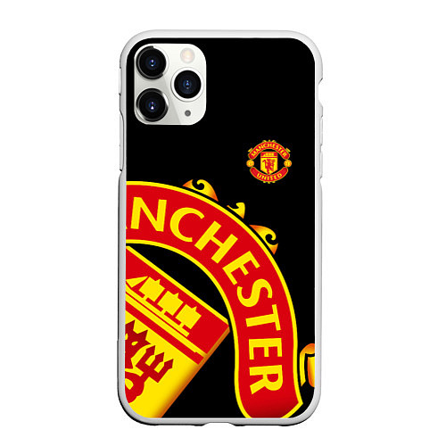 Чехол iPhone 11 Pro матовый FC Man United: Black Exclusive / 3D-Белый – фото 1