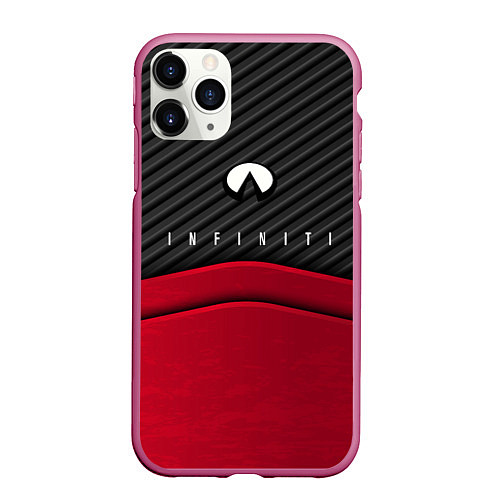 Чехол iPhone 11 Pro матовый Infiniti: Red Carbon / 3D-Малиновый – фото 1