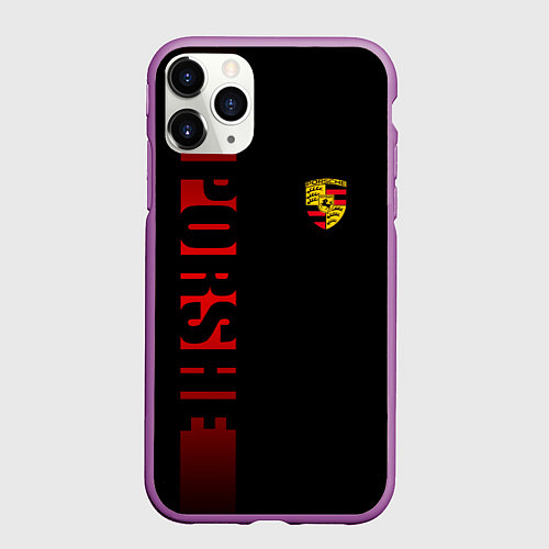 Чехол iPhone 11 Pro матовый Porsche: Red Line / 3D-Фиолетовый – фото 1