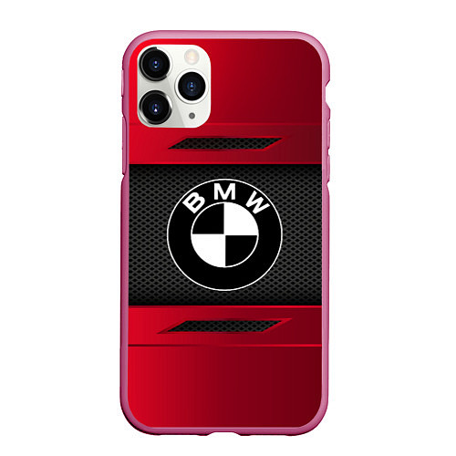Чехол iPhone 11 Pro матовый BMW SPORT / 3D-Малиновый – фото 1