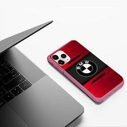 Чехол iPhone 11 Pro матовый BMW SPORT, цвет: 3D-малиновый — фото 2