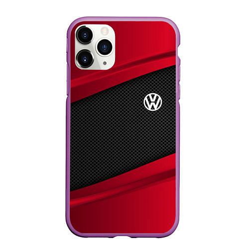 Чехол iPhone 11 Pro матовый Volkswagen: Red Sport / 3D-Фиолетовый – фото 1