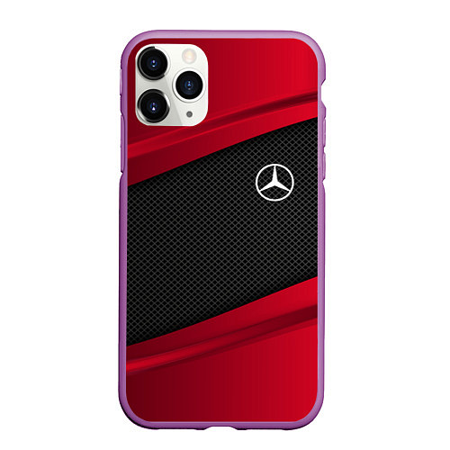 Чехол iPhone 11 Pro матовый Mercedes Benz: Red Sport / 3D-Фиолетовый – фото 1