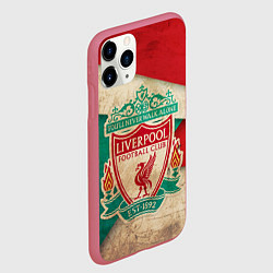 Чехол iPhone 11 Pro матовый FC Liverpool: Old Style, цвет: 3D-малиновый — фото 2
