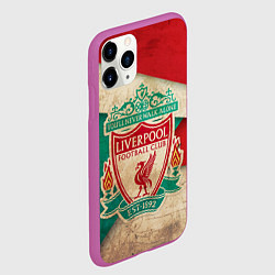 Чехол iPhone 11 Pro матовый FC Liverpool: Old Style, цвет: 3D-фиолетовый — фото 2