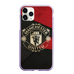 Чехол iPhone 11 Pro матовый FC Man United: Old Style, цвет: 3D-светло-сиреневый