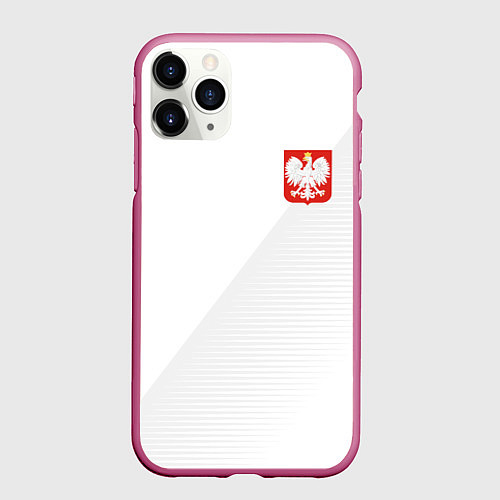 Чехол iPhone 11 Pro матовый Poland Team: Home WC-2018 / 3D-Малиновый – фото 1