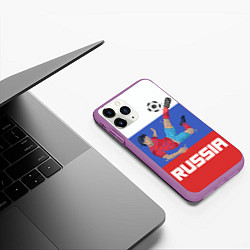 Чехол iPhone 11 Pro матовый Russia Footballer, цвет: 3D-фиолетовый — фото 2