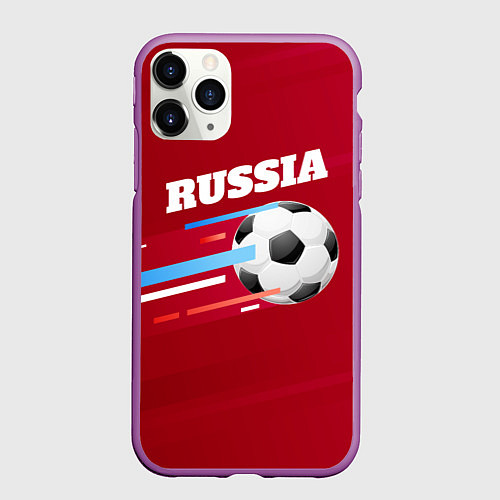 Чехол iPhone 11 Pro матовый Russia Football / 3D-Фиолетовый – фото 1