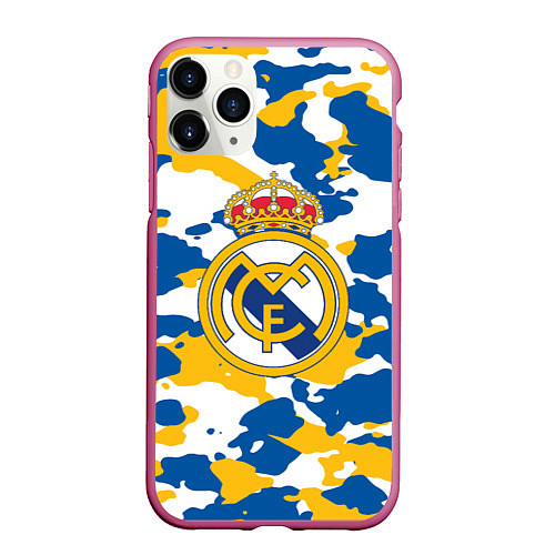 Чехол iPhone 11 Pro матовый Real Madrid: Camo / 3D-Малиновый – фото 1