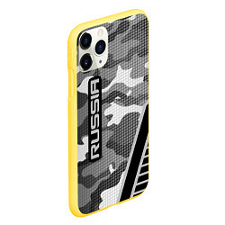 Чехол iPhone 11 Pro матовый Russia: Grey Camo, цвет: 3D-желтый — фото 2