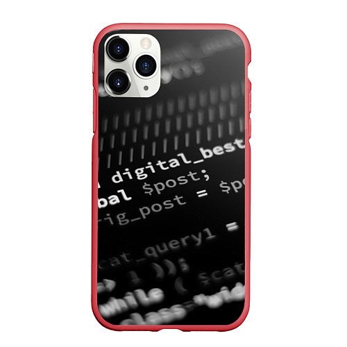 Чехол iPhone 11 Pro матовый Grey Code / 3D-Красный – фото 1