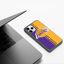 Чехол iPhone 11 Pro матовый NBA: LA Lakers, цвет: 3D-темно-зеленый — фото 2