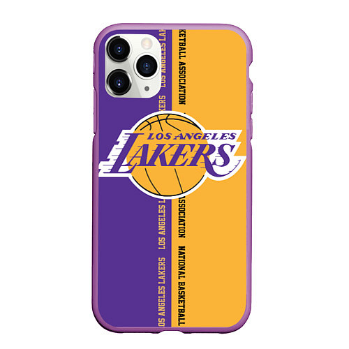 Чехол iPhone 11 Pro матовый NBA: LA Lakers / 3D-Фиолетовый – фото 1