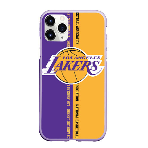 Чехол iPhone 11 Pro матовый NBA: LA Lakers / 3D-Светло-сиреневый – фото 1