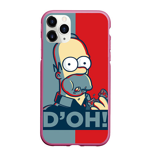 Чехол iPhone 11 Pro матовый Homer Simpson DOH! / 3D-Малиновый – фото 1