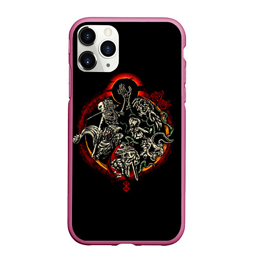 Чехол iPhone 11 Pro матовый Berserk Devils / 3D-Малиновый – фото 1