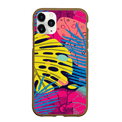 Чехол iPhone 11 Pro матовый Тропическая мода, цвет: 3D-коричневый