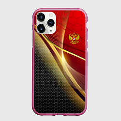 Чехол iPhone 11 Pro матовый RUSSIA SPORT: Gold Collection, цвет: 3D-малиновый