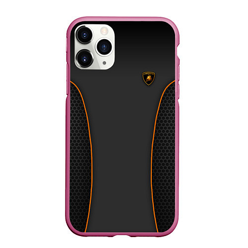 Чехол iPhone 11 Pro матовый Lamborghini Style / 3D-Малиновый – фото 1