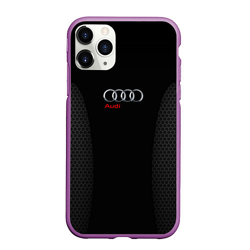 Чехол iPhone 11 Pro матовый Audi Carbon / 3D-Фиолетовый – фото 1