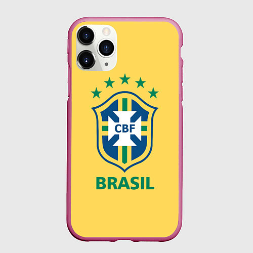 Чехол iPhone 11 Pro матовый Brazil Team / 3D-Малиновый – фото 1