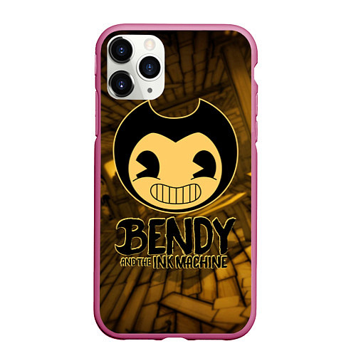 Чехол iPhone 11 Pro матовый Black Bendy / 3D-Малиновый – фото 1