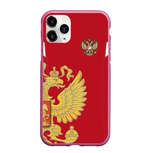 Чехол iPhone 11 Pro матовый Сборная России: эксклюзив / 3D-Малиновый – фото 1